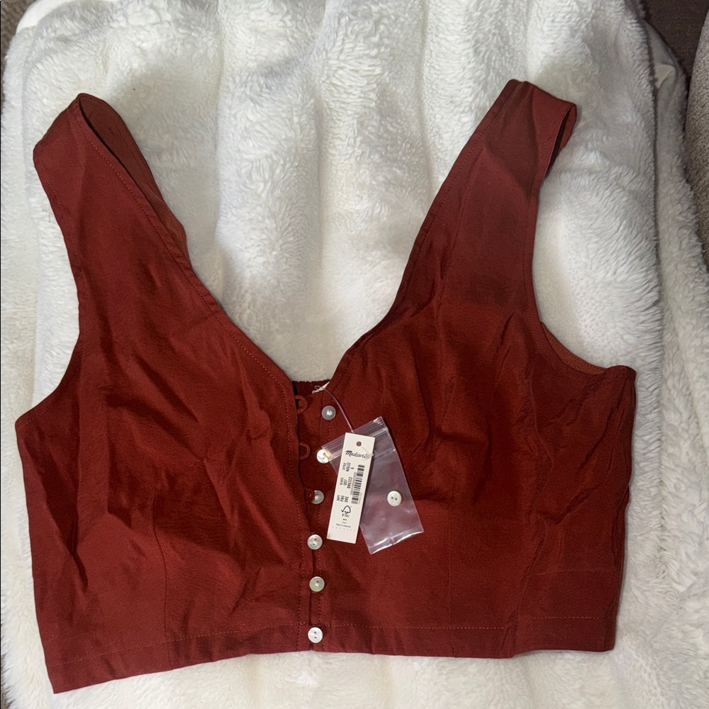 Madewell cropped button up tank